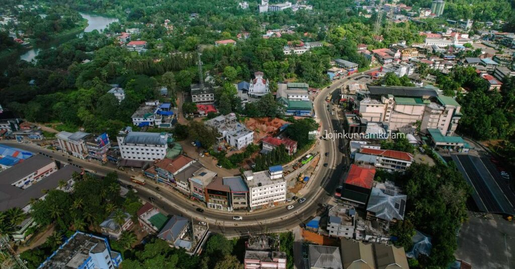 Bird's eye view of cathedral in Muvattupuzha.